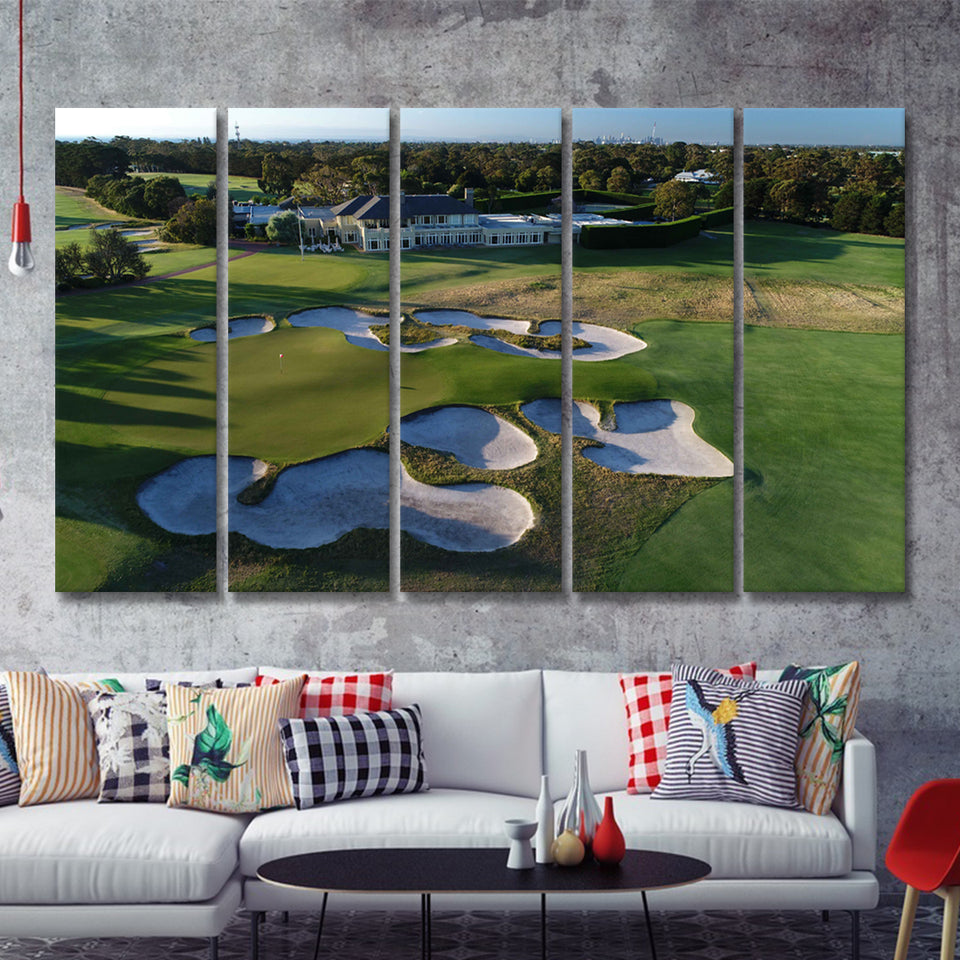 Golf To Remain Open In Melbourne Lockdown Golf Australia 5 Pieces Canvas Prints Wall Art Decor - Painting Canvas,Multi Panel,Painting Prints