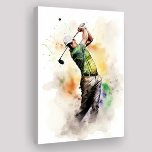 Golfer Ink Painting Watercol Mixed Colorful, Painting Art, Canvas Prints Wall Art Home Decor