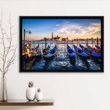 Gondola Print Venice Grand Canal Italy Framed Canvas Prints Wall Art Home Decor - Painting Canvas, Black Frame, Framed Picture