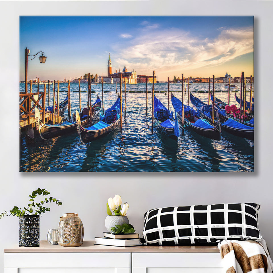 Gondola Print Venice Grand Canal Italy Landscape Canvas Prints Wall Art Home Decor - Painting Canvas, Ready to hang