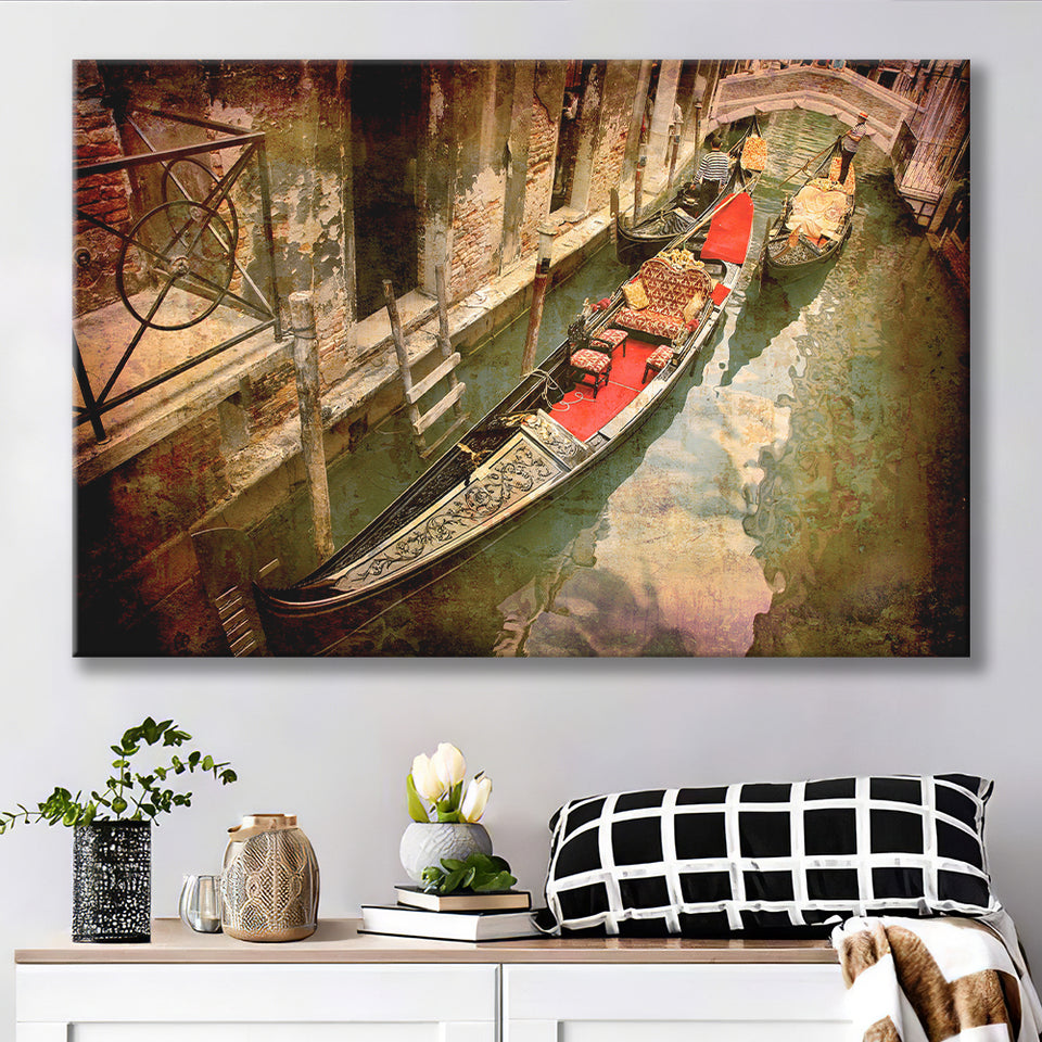 Gondola Print Venice Canvas Prints Wall Art Decor - Painting Canvas,Home Decor, Ready to Hang