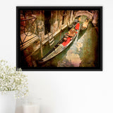 Gondola Print Venice Framed Canvas Prints Wall Art Decor, Framed Picture, Floating Frame