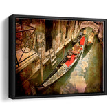 Gondola Print Venice Framed Canvas Prints Wall Art Decor, Framed Picture, Floating Frame