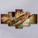 Gondola Print Venice 5 Piece Canvas Prints Wall Art Decor, Multi Panels, Mixed Canvas