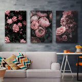 Gorgeous Pink Peonies Canvas Prints 3 Pieces Wall Art Decor - Painting Canvas, Multi Panel, Home Decor
