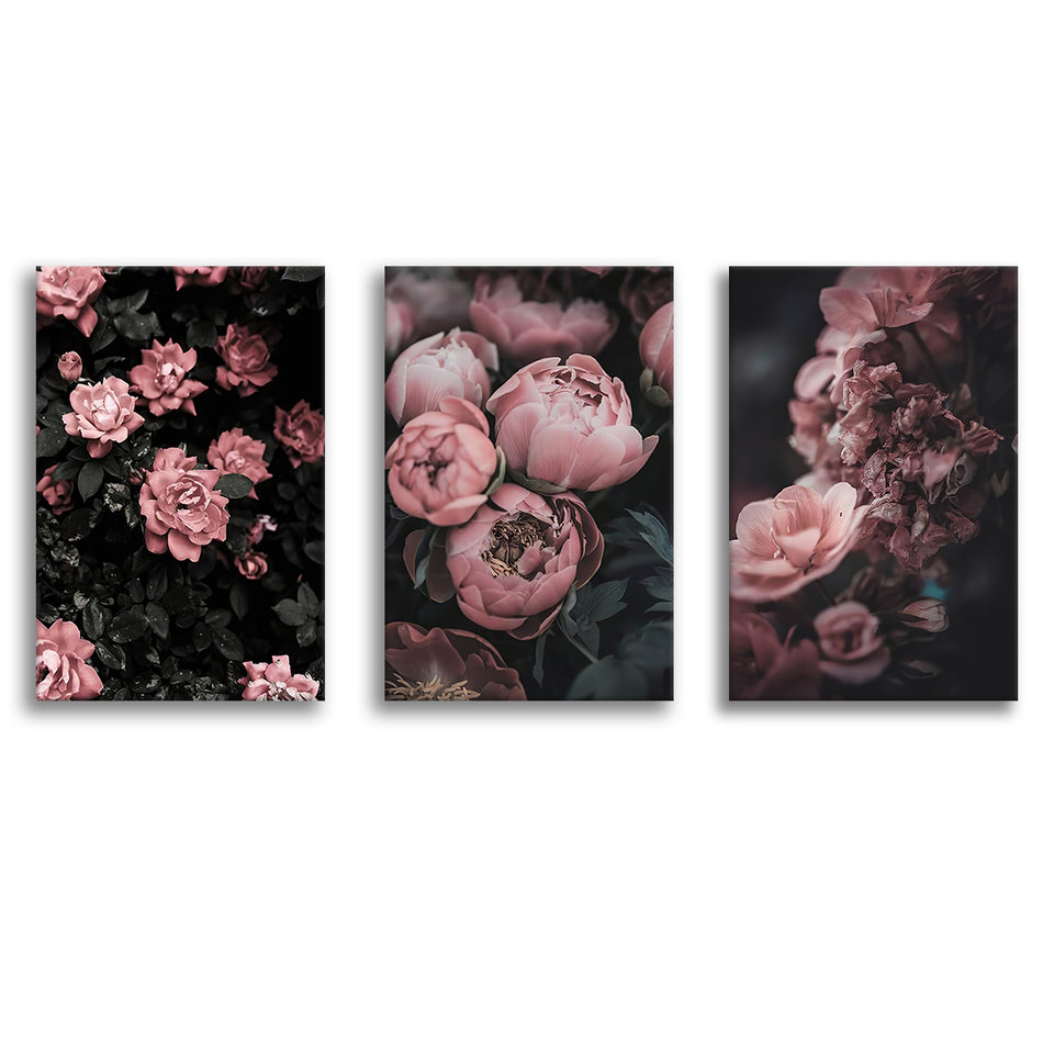 Gorgeous Pink Peonies Canvas Prints 3 Pieces Wall Art Decor - Painting Canvas, Multi Panel, Home Decor
