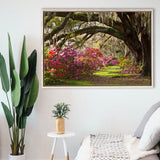 Gorgeous Summer Garden Under The Tree Framed Canvas Prints Wall Art, Floating Frame, Large Canvas Home Decor