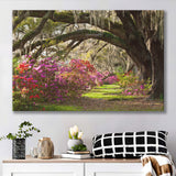 Gorgeous Summer Garden Under The Tree Canvas Prints Wall Art, Home Living Room Decor, Large Canvas