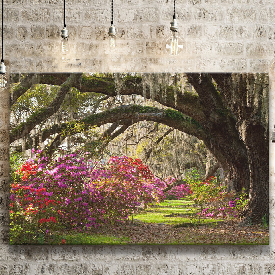 Gorgeous Summer Garden Under The Tree Canvas Prints Wall Art, Home Living Room Decor, Large Canvas
