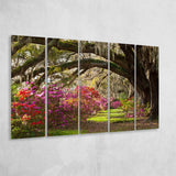 Gorgeous Summer Garden Under The Tree, 5 Panel B Canvas Prints Wall Art, Extra Large Canvas Decor