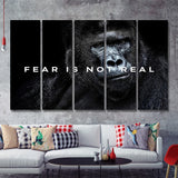 Gorilla Fear Is Not Real Quote Inspirational Motivation Art 5 Pieces B Canvas Prints Wall Art - Painting Canvas, Multi Panel,5 Panels