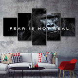 Gorilla Fear Is Not Real Quote Inspirational Motivation Art 5 Pieces Canvas Prints Wall Art - Painting Canvas,Multi Panel,5 Panels