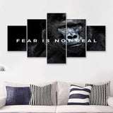 Gorilla Fear Is Not Real Quote Inspirational Motivation Art 5 Pieces Canvas Prints Wall Art - Painting Canvas,Multi Panel,5 Panels