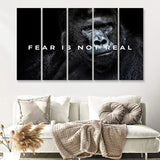 Gorilla Fear Is Not Real Quote Inspirational Motivation Art 5 Pieces B Canvas Prints Wall Art - Painting Canvas, Multi Panel,5 Panels