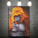 Gorilla Smoking Cigar, Canvas Prints Wall Art Home Decor, Ready to Hang
