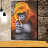 Gorilla Smoking Cigar, Canvas Prints Wall Art Home Decor, Ready to Hang