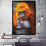 Gorilla Smoking Cigar, Framed Art Prints Wall Art Home Decor, Ready to Hang