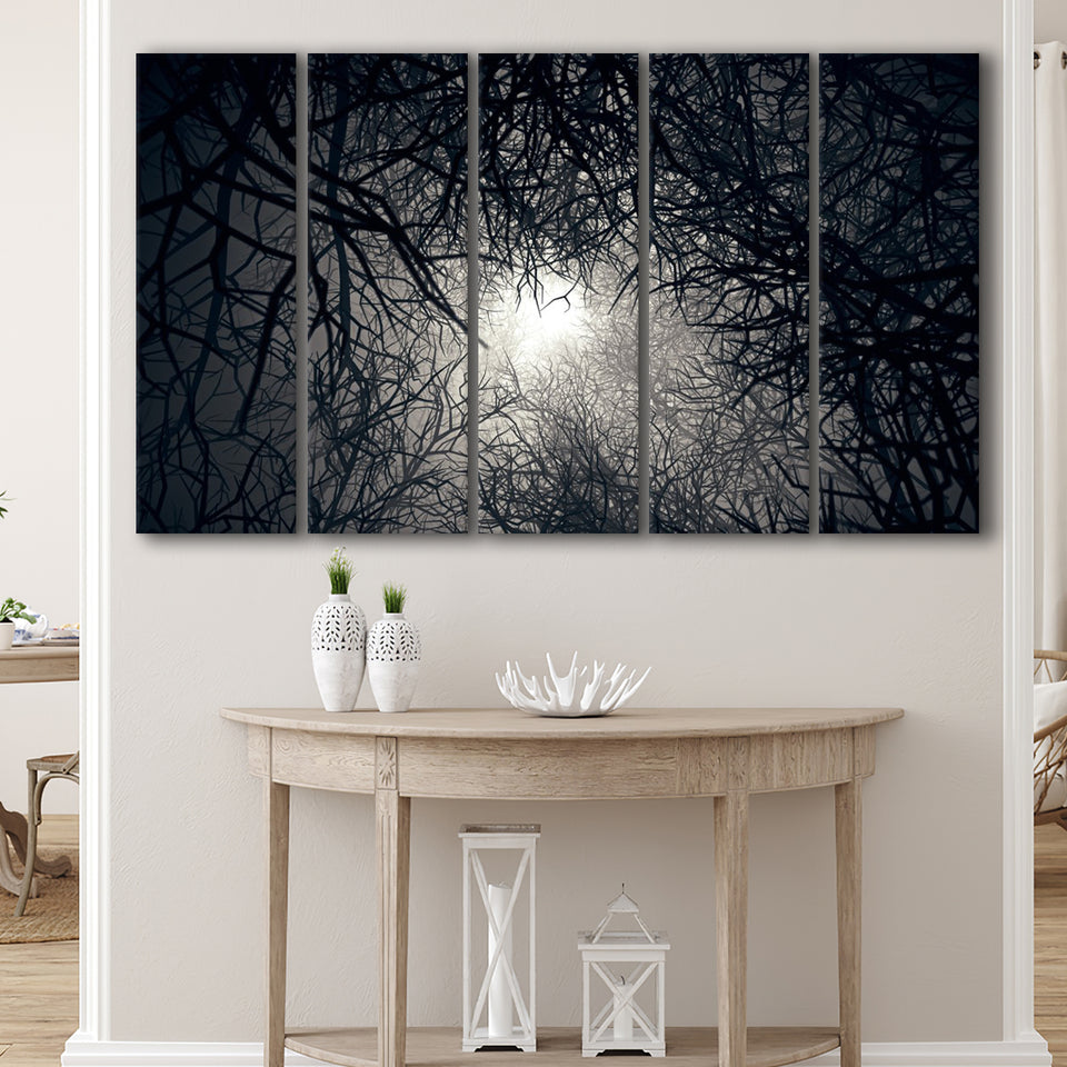 Gothic Theme Canvas Art, Dead Forest Art, 5 Panel B Canvas Prints Wall Art, Extra Large Canvas Decor
