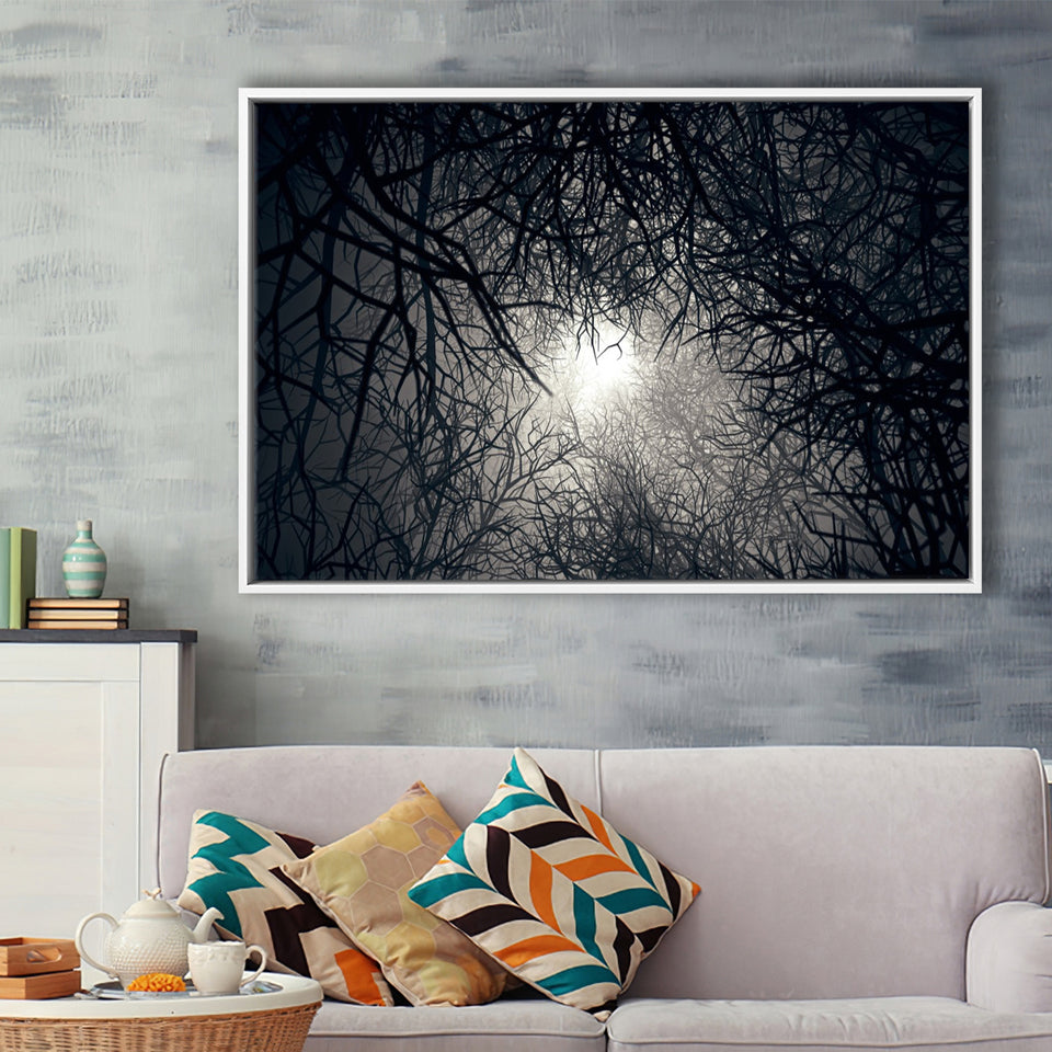 Gothic Theme Canvas Art, Dead Forest Art Framed Canvas Prints Wall Art, Floating Frame, Large Canvas Home Decor