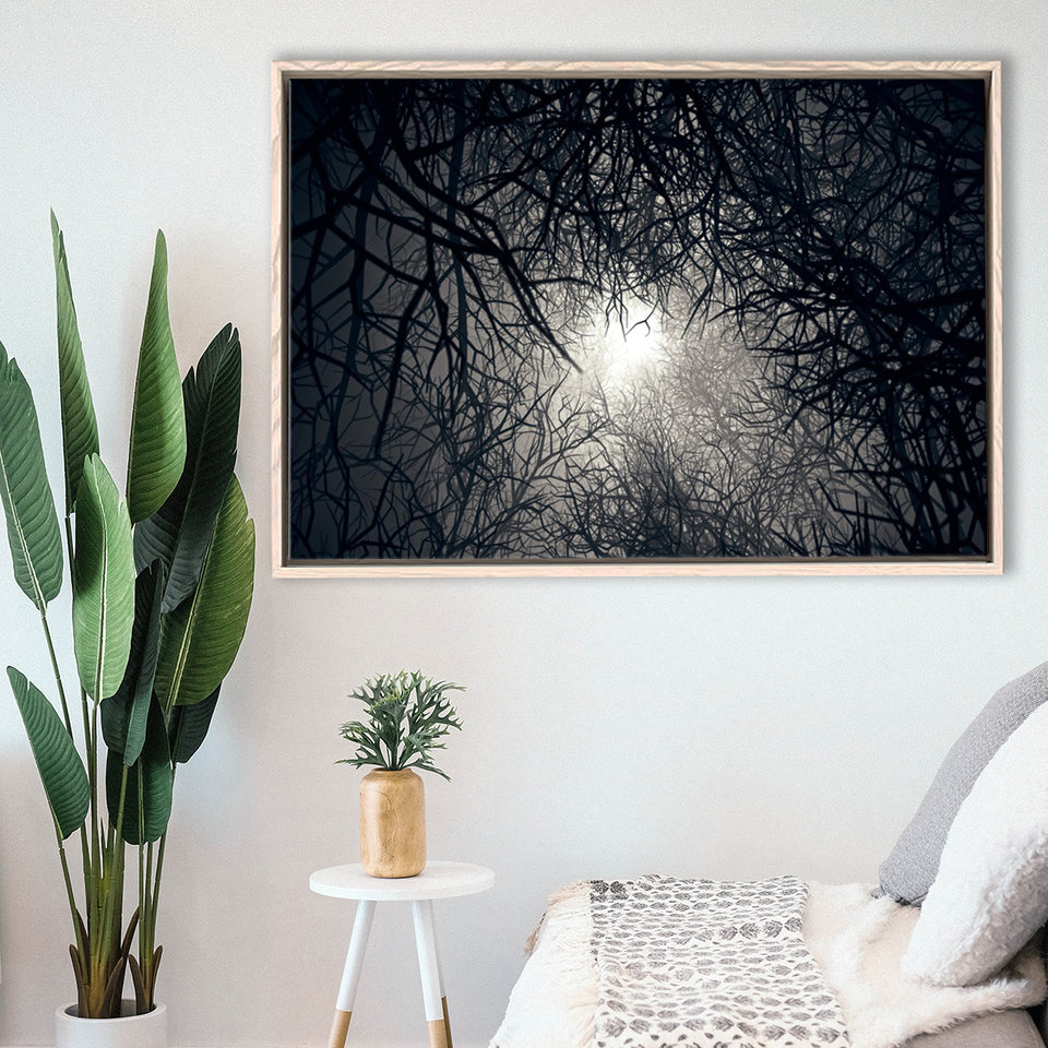 Gothic Theme Canvas Art, Dead Forest Art Framed Canvas Prints Wall Art, Floating Frame, Large Canvas Home Decor