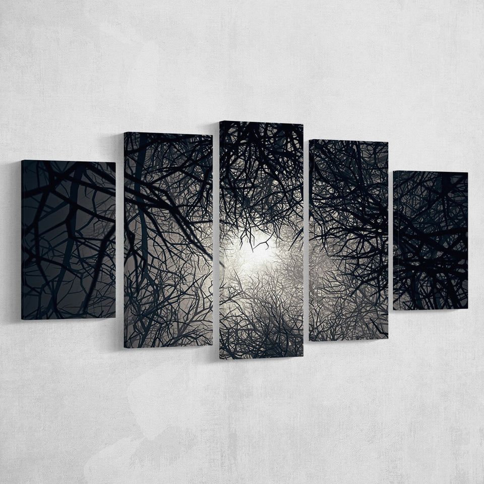 Gothic Theme Canvas Art, Dead Forest Art, 5 Panel Canvas Prints Wall Art,Mixed Canvas, Large Canvas
