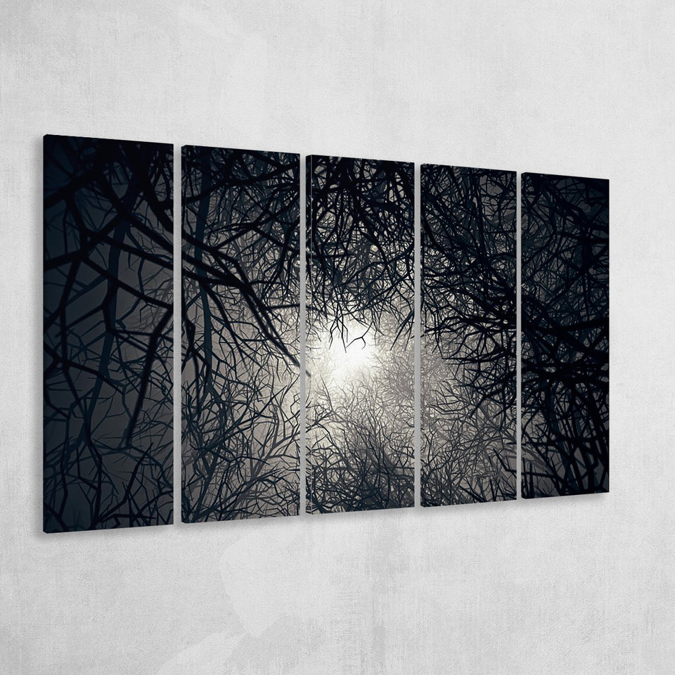 Gothic Theme Canvas Art, Dead Forest Art, 5 Panel B Canvas Prints Wall Art, Extra Large Canvas Decor