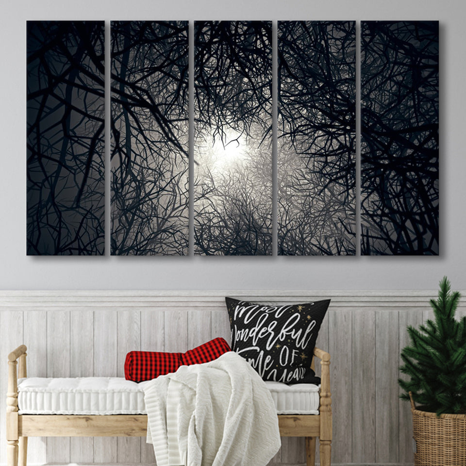 Gothic Theme Canvas Art, Dead Forest Art, 5 Panel B Canvas Prints Wall Art, Extra Large Canvas Decor