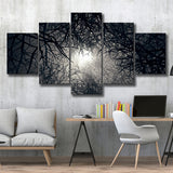 Gothic Theme Canvas Art, Dead Forest Art, 5 Panel Canvas Prints Wall Art,Mixed Canvas, Large Canvas