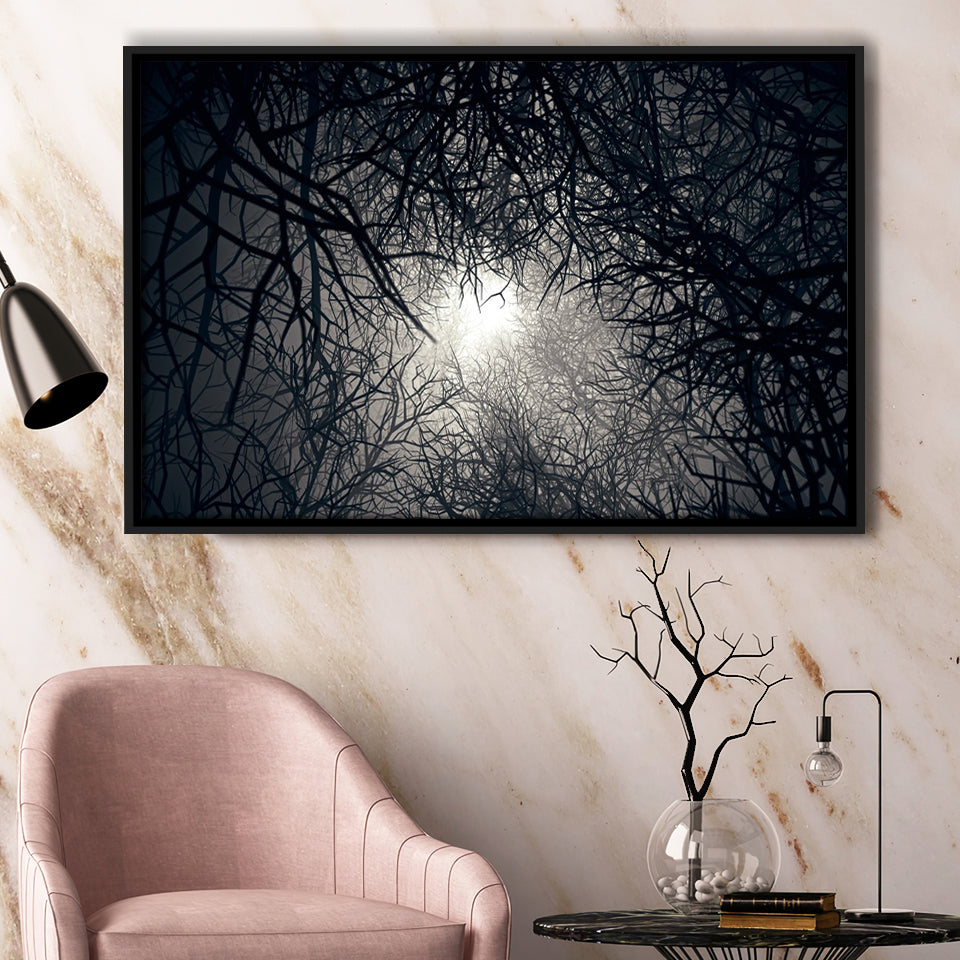 Gothic Theme Canvas Art, Dead Forest Art Framed Canvas Prints Wall Art, Floating Frame, Large Canvas Home Decor