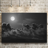 Gothic Theme Canvas Art, Full Moon Cloudy Night Dark Horror Canvas Prints Wall Art, Home Living Room Decor, Large Canvas