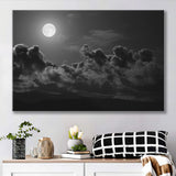 Gothic Theme Canvas Art, Full Moon Cloudy Night Dark Horror Canvas Prints Wall Art, Home Living Room Decor, Large Canvas