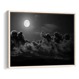 Gothic Theme Canvas Art, Full Moon Cloudy Night Dark Horror Framed Canvas Prints Wall Art, Floating Frame, Large Canvas