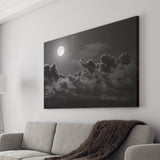 Gothic Theme Canvas Art, Full Moon Cloudy Night Dark Horror Canvas Prints Wall Art, Home Living Room Decor, Large Canvas
