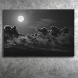 Gothic Theme Canvas Art, Full Moon Cloudy Night Dark Horror Canvas Prints Wall Art, Home Living Room Decor, Large Canvas