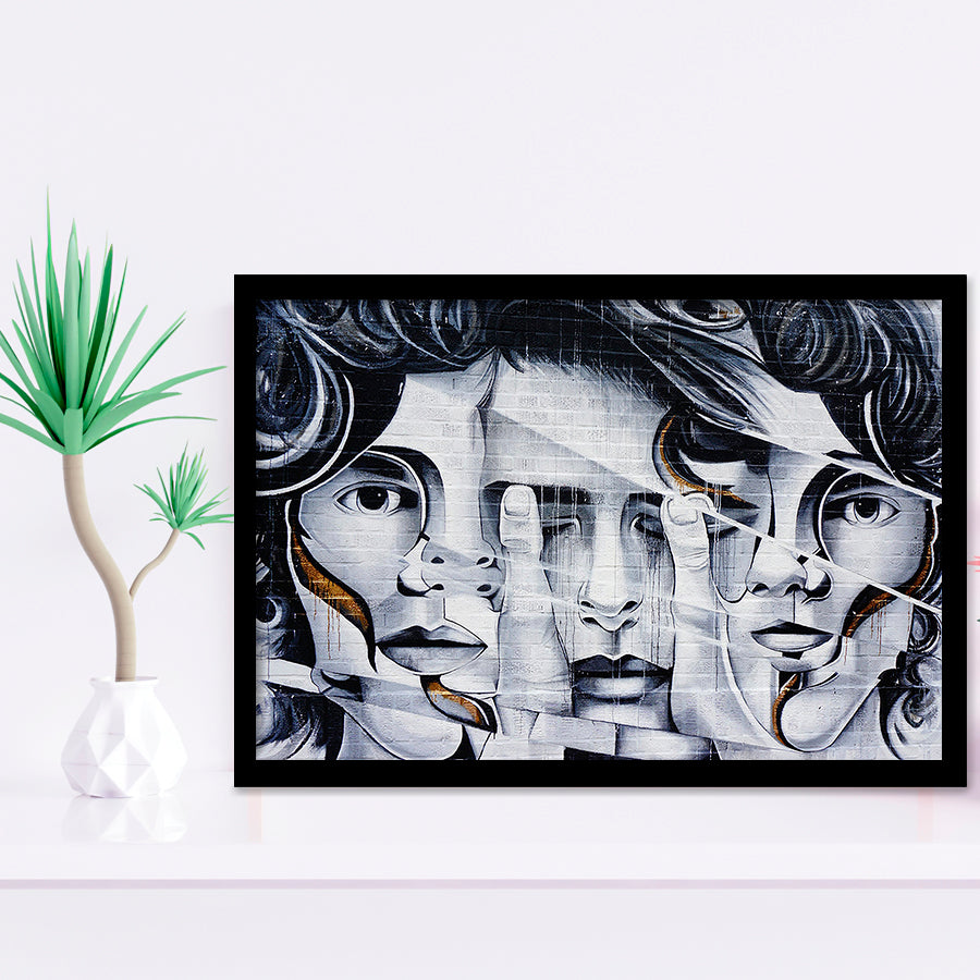Graffiti Art Canvas 3 Face Graffiti Framed Art Prints Wall Decor - Painting Art,Framed Picture,For Sale, Ready to hang
