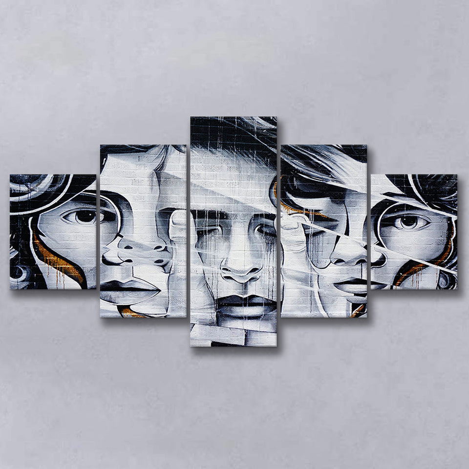Graffiti Art Canvas 3 Face Graffiti Large Canvas Prints Multi Panels Wall Art Prints Home Decor