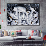 Graffiti Art Canvas 3 Face Graffiti Framed Canvas Prints Wall Art Home Decor - Painting Canvas, Black Frame, Framed Picture