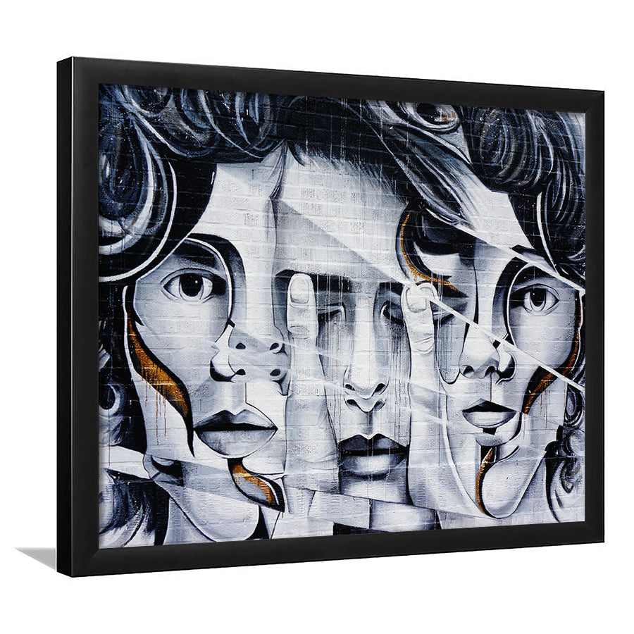 Graffiti Art Canvas 3 Face Graffiti Framed Art Prints Wall Decor - Painting Art,Framed Picture,For Sale, Ready to hang