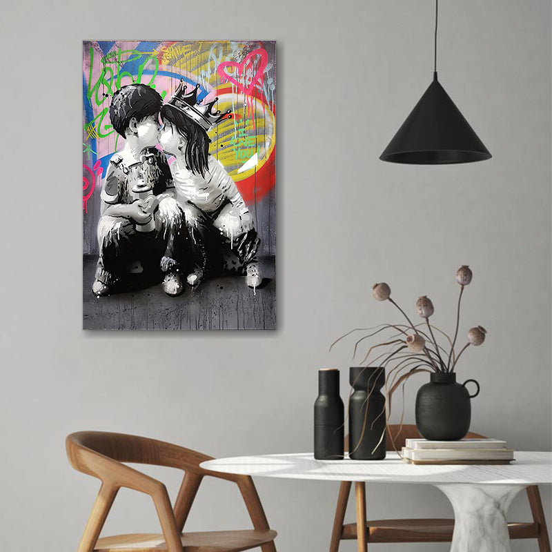 Graffiti Cute Love Painting Canvas Wall Art - Canvas Prints, Painting Canvas, Canvas Art, Prints for Sale