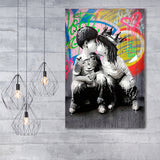 Graffiti Cute Love Painting Canvas Wall Art - Canvas Prints, Painting Canvas, Canvas Art, Prints for Sale