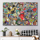 Graffiti Music Collage Music Collage Canvas Prints Wall Art - Painting Prints, Wall Decor, Art Prints