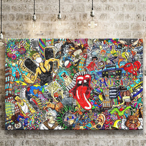 Graffiti Music Collage Music Collage Canvas Prints Wall Art - Painting Prints, Wall Decor, Art Prints