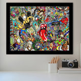 Graffiti Music Collage Music Collage Framed Art Prints Wall Decor - Painting Prints, Framed Picture