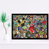 Graffiti Music Collage Music Collage Framed Art Prints Wall Decor - Painting Prints, Framed Picture