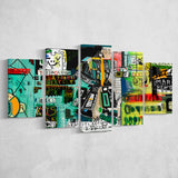 Graffiti Street Art 5 Piece Canvas Prints Wall Art Decor, Multi Panels, Mixed Canvas