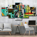 Graffiti Street Art 5 Piece Canvas Prints Wall Art Decor, Multi Panels, Mixed Canvas