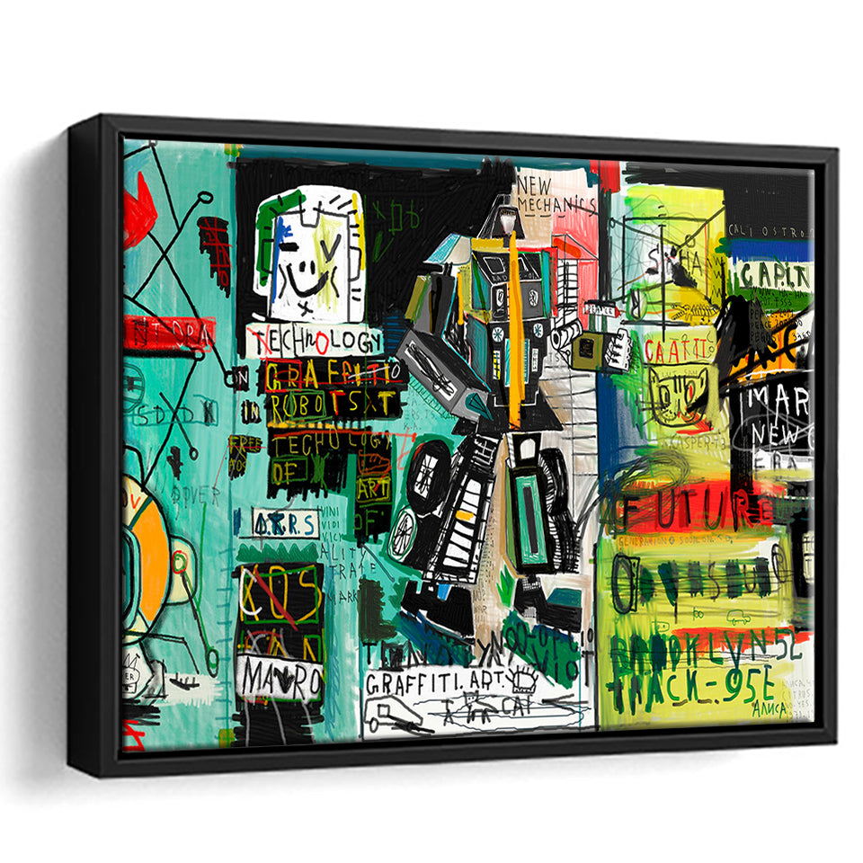 Graffiti Street Art Framed Canvas Prints Wall Art Decor, Framed Picture, Floating Frame