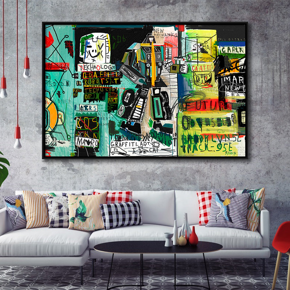 Graffiti Street Art Framed Canvas Prints Wall Art Decor, Framed Picture, Floating Frame