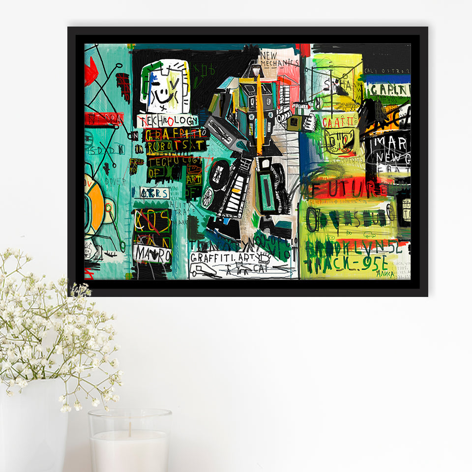 Graffiti Street Art Framed Canvas Prints Wall Art Decor, Framed Picture, Floating Frame