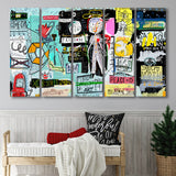 Graffiti Art Print Abstract 5 Piece B Canvas Prints Wall Art, Multi Panels,Large Canvas